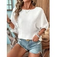 thumbnail image 3 of Mawalde Women'S Tops 3/4 Sleeve T-Shirts Cute Crewneck Basic Business Tees Blouses White M, 3 of 8