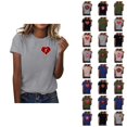 thumbnail image 1 of T-shirt Femme Saint-Valentin 2026 Mode Manches Courtes Col Rond Cœur Graphique, 1 of 4
