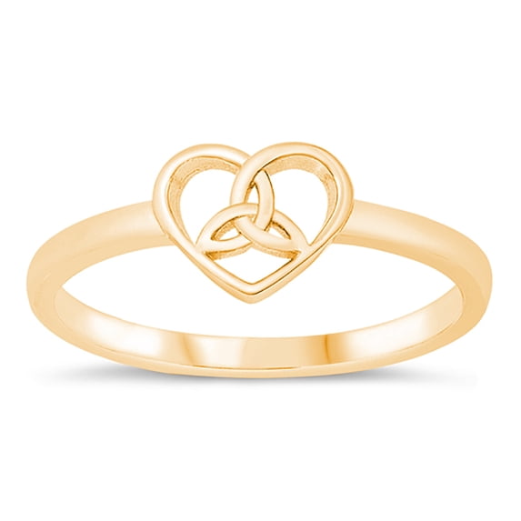 All in Stock Gold-Tone Sterling Silver Celtic Heart Ring Size 6