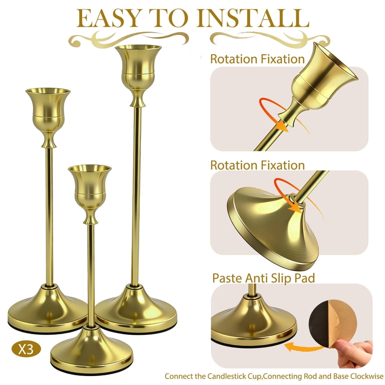 Hidawn Gold Metal Candlestick Holders, Set of 9 photo 7