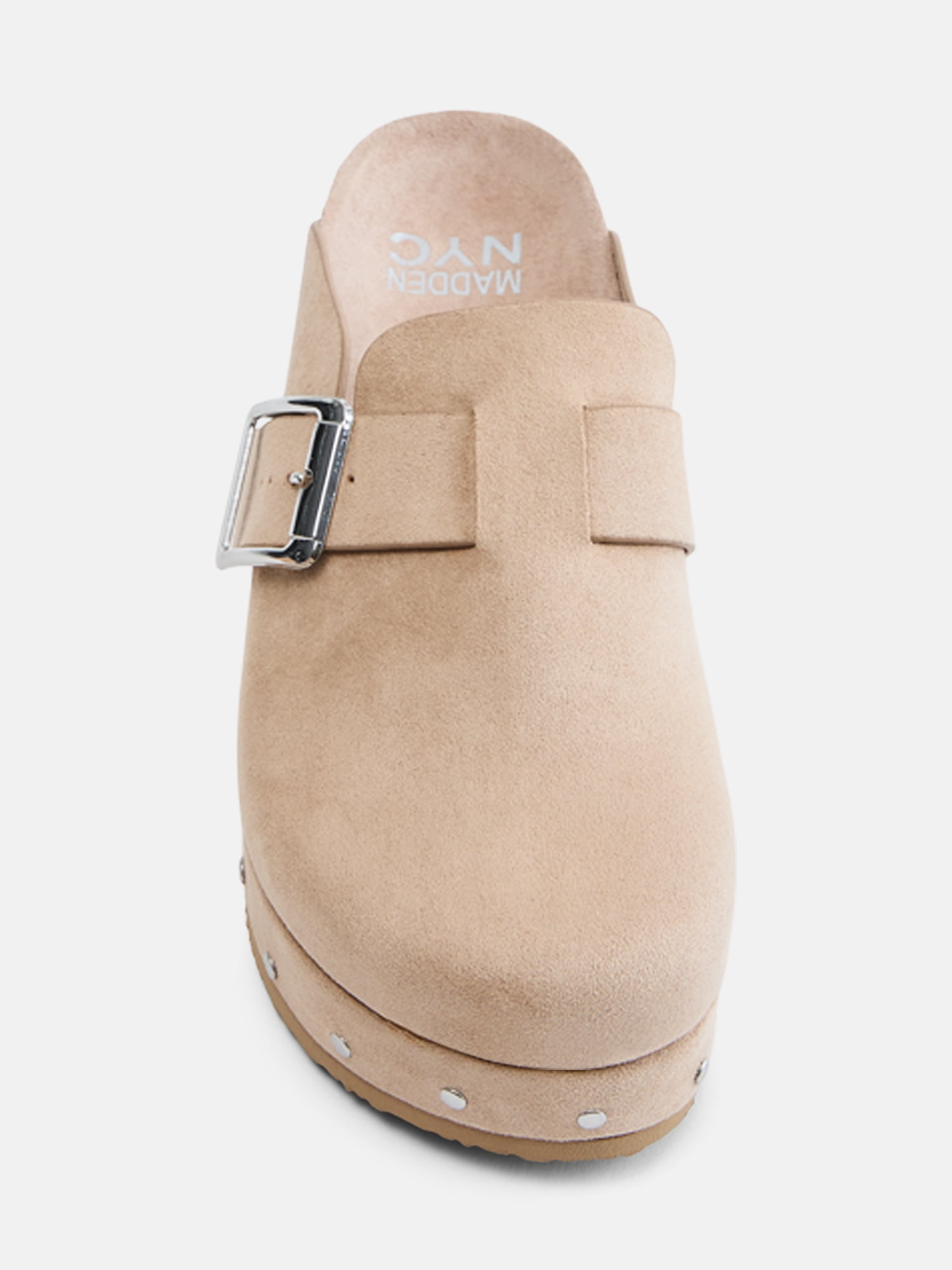 Madden NYC Women's Studded Faux Suede Platform Clogs