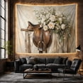 thumbnail image 6 of Worn Leather Horse With Saddle Resting Rough Weathered, Mystical Fantasy for Space Lovers, Galaxy Room Decor, Valentine's Day Gift, Tapestry Wall Hanging for Bedroom and Dorm, 6 of 7