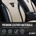 thumbnail image 5 of FLORICH Universal Leather Car Seat Cover Full Set, Waterproof Seat Covers for Cars 5 Seats, Front and Rear Automotive Seat Cover Fit for Most Sedans SUV Pick-up Truck, Black & White, 5 of 15