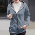 thumbnail image 2 of CFLVAEK Plus Size Womens Hoodies Winter Warm Fleece Lined Hoodie Sweatshirts Zip Up Solid Color Hooded Jackets Long Sleeve Coat with Pockets Gray M, 2 of 6