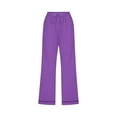 thumbnail image 4 of KkSLirnhs Pants for Women Jeans Fashion Womens Casual Color Elastic Loose Pants Straight Wide Leg Trousers with Pocket Purple M, 4 of 5