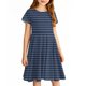 thumbnail image 5 of Girls' Summer Dress Kids 2025 Short Sleeve Striped Casual Dress Soft Perfect for Summer ,Sie:90, 5 of 5