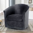 thumbnail image 2 of Swivel Barrel Chair,Round 360°Swivel Single Sofa Chair,Upholstered Accent Chair Leisure Sofa Armchair with Metal Base,Club Chair Corner Chair with Thick Cushion for Living Room Office,Charcoal Grey, 2 of 6