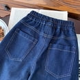 thumbnail image 7 of HAOTAGS Girls Elastic Waisted Jeans,Casual Loose Full Comfort Casual Denim with Pockets Dark Blue 10-12 T, 7 of 7