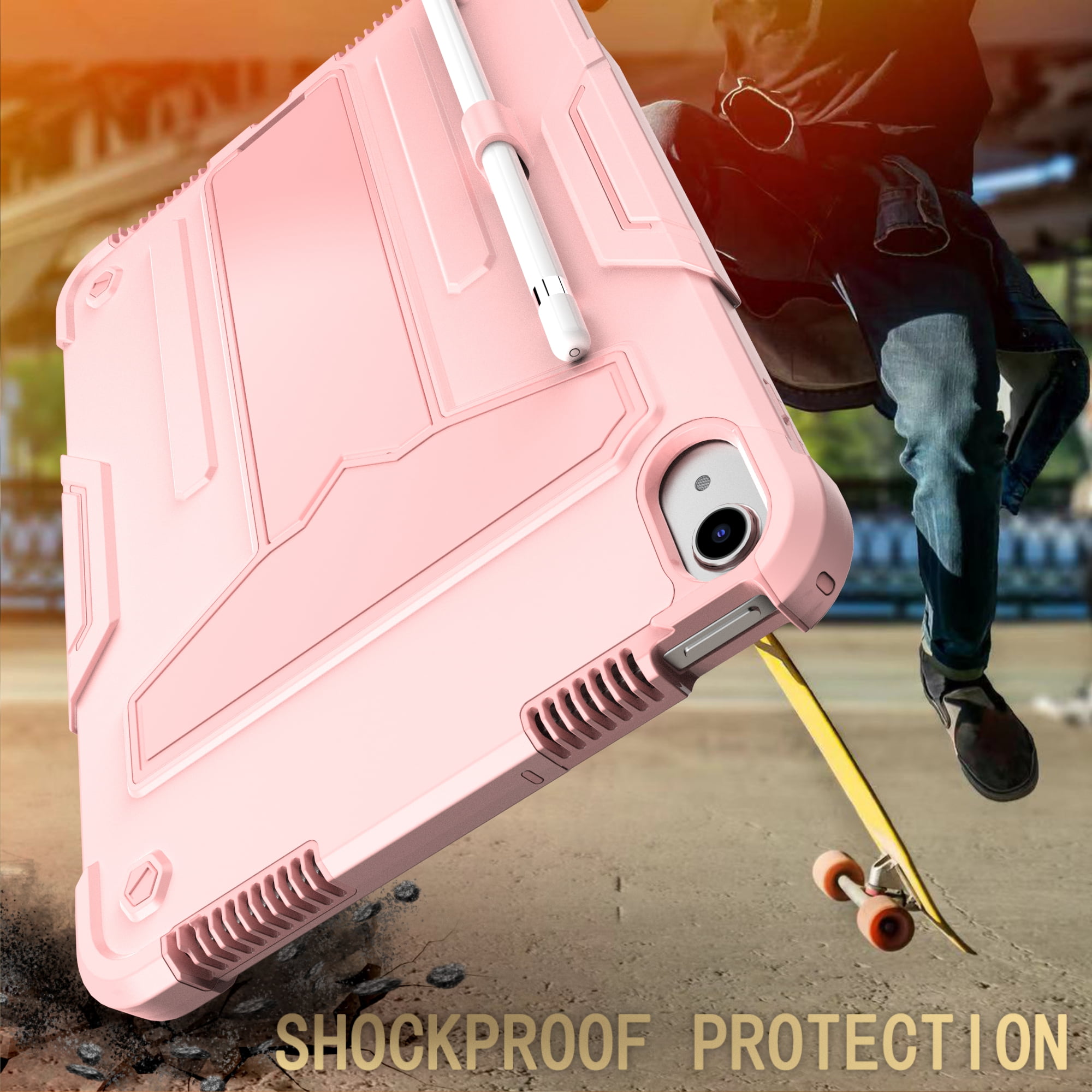 Tarise for iPad 10th Generation Case with Pencil Holder & Kickstand, Shockproof Drop Proof Kids Friendly Rugged Full Body Protective Case Cover for Apple iPad 10.9 Inch 10th Gen 2022, Rosegold