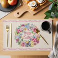 thumbnail image 2 of Happy Easter Placemats Set of 6, Spring Flower Pastoral Butterfly Retro Beige Placemats for Dining Table, Place Mats for Kitchen Tabletop, Waterproof Wipeable Dining Table Mats Set, 2 of 9