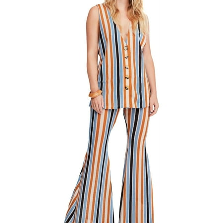 Free People Womens Bridget Stripe Casual Wide Leg Pants, Multicoloured, Large