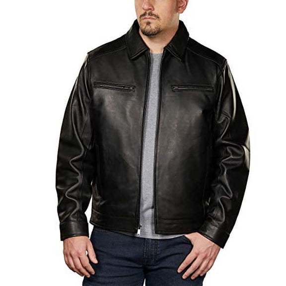Boston Harbour 1.0 Men's Black New Zealand Lamb Leather Fashion Car Coat Jacket SFM1899 Large