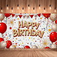 thumbnail image 6 of Red White Balloon Star Decorated Happy Birthday Banner Party Supplies Backdrop Decorations Photography Props Birthday Party Celebration Event Decor, 6 of 7
