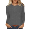 thumbnail image 2 of lcziwo Women's Long Sleeve Crew Neck Shirts Cotton Comfy Pajamas Solid Color Loose Pullover Tops Sleepwear, Gray, M, 2 of 8