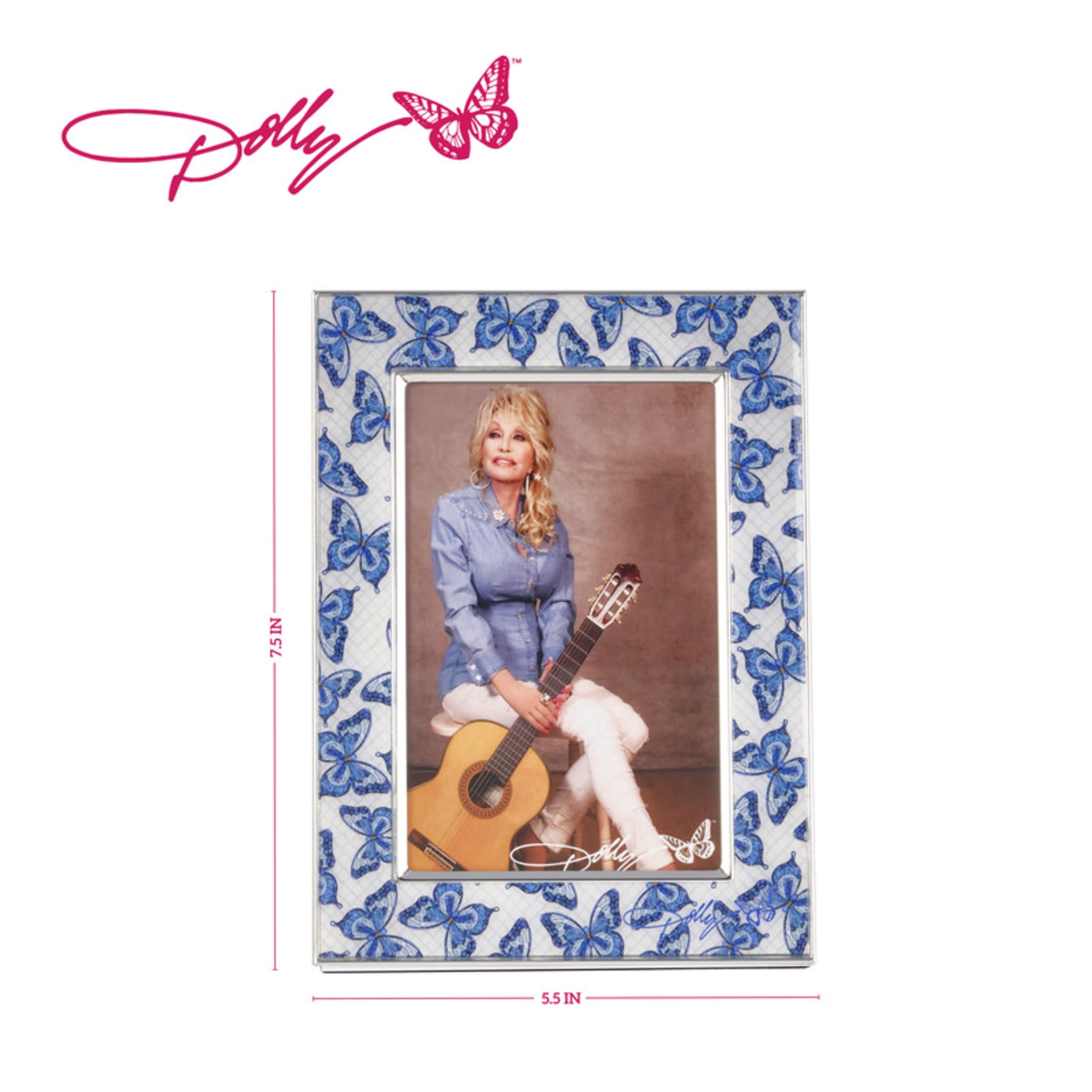 Dolly Parton 5.5X7.5 in Blue Butterfly Enmel Frame - 4X6