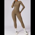 thumbnail image 4 of Mono de Entrenamiento de Larga para Mujer, con Cremallera, Pantalón y Mono Ajustado. Marrón Camello M, 4 of 10