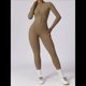 thumbnail image 4 of Mono de Entrenamiento de Larga para Mujer, con Cremallera, Pantalón y Mono Ajustado. Marrón Camello M, 4 of 10