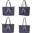 thumbnail image 3 of LedBack Black Cat Print Top Handle Purses Set for Women Gothic Leather Handbag and Wallet Set Zipper Totes Bucket Handbag Saddle Purse for Shopping Walking, 3 of 4