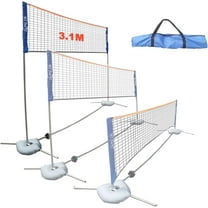 3.1m/11ft Portable Badminton Volleyball Tennis Net Set Multi-Purpose Sports Equipment with Poles Stand and Carry Bag Height Adjustable for Kids Adult Outdoor Exercise