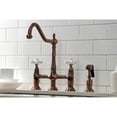 thumbnail image 4 of Kingston Brass KS127PXBSAC Heritage Bridge Kitchen Faucet with Brass Side Sprayer, Antique Copper, 4 of 7