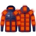 thumbnail image 2 of Tawop Heated Jacket Men - Coats for Men Detachable Stand Collar Heated Cotton Long Sleeve Zip with Hood Casual USB Charging Printed Solid Mens Clothes,Blue,XL, 2 of 6