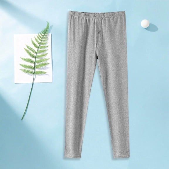 Mutghys Pajama Bottoms for Men Button Solid Color Elastic Waist Sleep Pants Fall Winter Warm Comfy Pajama Pants