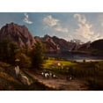 thumbnail image 2 of Jan Nepomucen Glowacki 24x19 Black Ornate Framed Double Matted Museum Art Print Titled: Tyrolean (Or Bavarian) Landscape (1835), 2 of 5