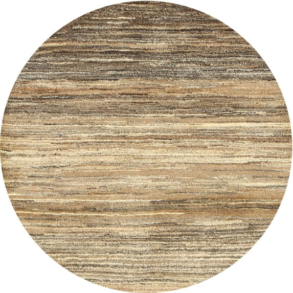 Ahgly Company Indoor Round Contemporary Dark Gold Brown Abstract Area Rugs, 3' Round