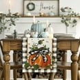 thumbnail image 2 of mubwai Pumpkin Bow Buffalo Plaid Fall Table Runner,Seasonal Autumn Kitchen Dining Table Decoration for Home Party Decor 13x72 Inch, 2 of 7