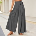 thumbnail image 6 of FchengtaiS Wide Leg Palazzo Pants for Women Summer Spring Casual High Waisted Flowy Trousers Boho Beach Vacation Belted Bottom, 6 of 7