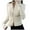 Beige, variant on Women's Stand Up Collar Striped Double Zip Sweater Jacket Tight Stretch Top Black S