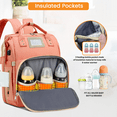 thumbnail image 4 of Diaper Bag Backpack, Multifunctional Baby Diaper Bag with Changing Station, Large Capacity Travel Backpack with Insulated Milk Bottle Pocket&Foldable Crib, USB Charging Port(Pink), 4 of 6