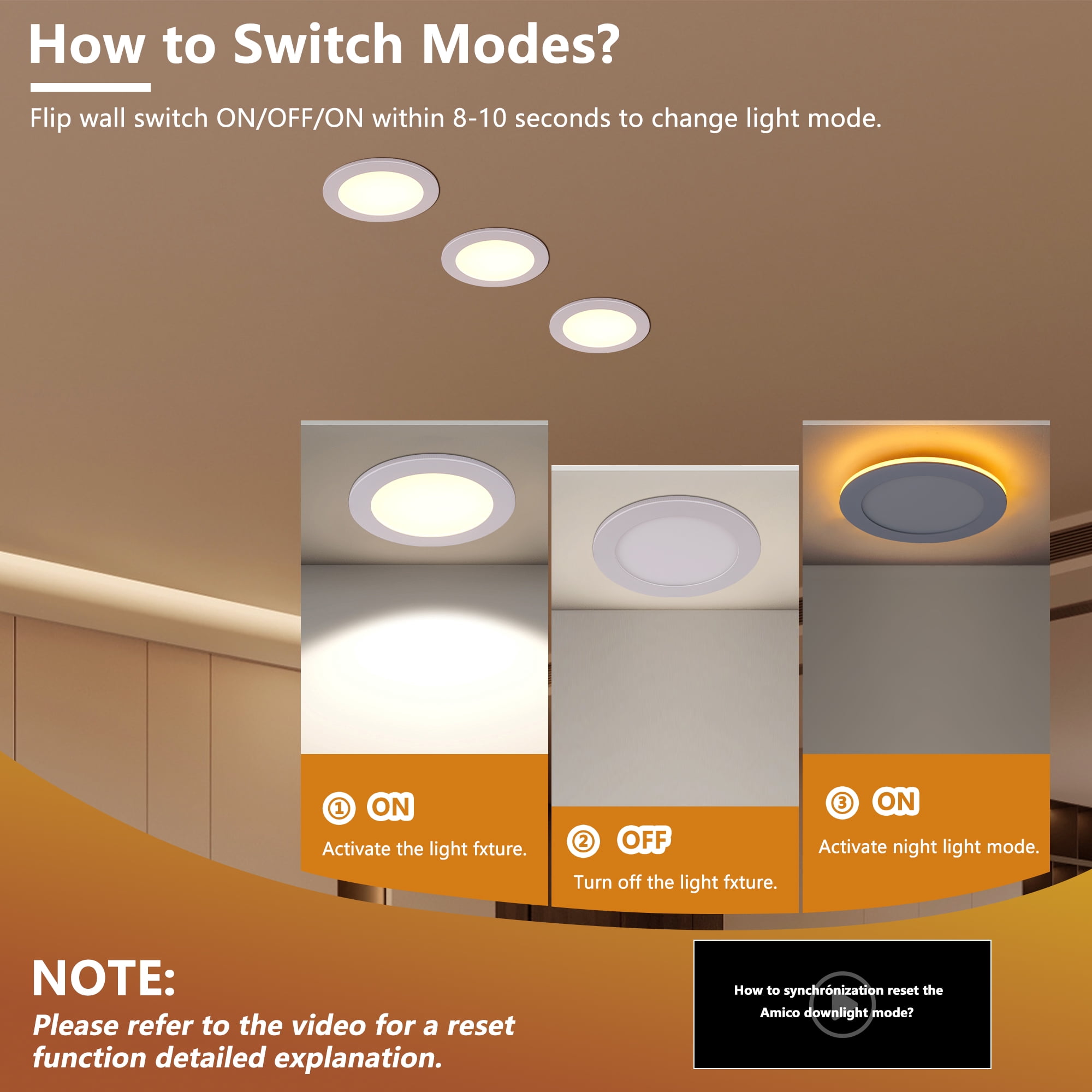 Miniyam 6 Pack 6" White LED Recessed Light with Night Light, Dimmable, 2000K-5000K 6CCT, 800LM 9W, Ultra-Thin Canless for Bedroom/Living Room/Kitchen