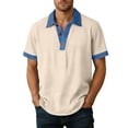 thumbnail image 4 of Ecqkame Men's Lapel Shirts Short Sleeve Casual Lightweight Pullover Tops Daily Versatile Outdoor Golf Tennis Shirt Khaki L, 4 of 9