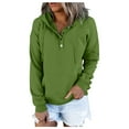 thumbnail image 2 of DondPO Essentials Hoodie Hoodies for Women Pocket Neck Long Sweatshirts Sleeve Hoodies Hooded Drawstring Button Pullover V Down Sweatshirts Long Sleeve Shirts Sweatshirt for Women Green XL, 2 of 7