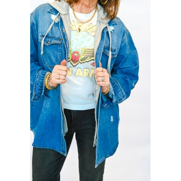 Risen Oversized Zip Up Denim Shirt