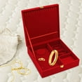 thumbnail image 6 of Red Velvet Jewelry Box Wedding Jewelry Set Gift Box Jewelry Display Box Display Storage Case for Anniversary Girlfriend Gifts , 25cmx25cmx7.5cm, 6 of 8