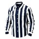 thumbnail image 2 of Ceisia Men's Loose Fit Vintage Wide Stripe Print Long Sleeve Cotton Shirt Navy S Gifts, 2 of 3