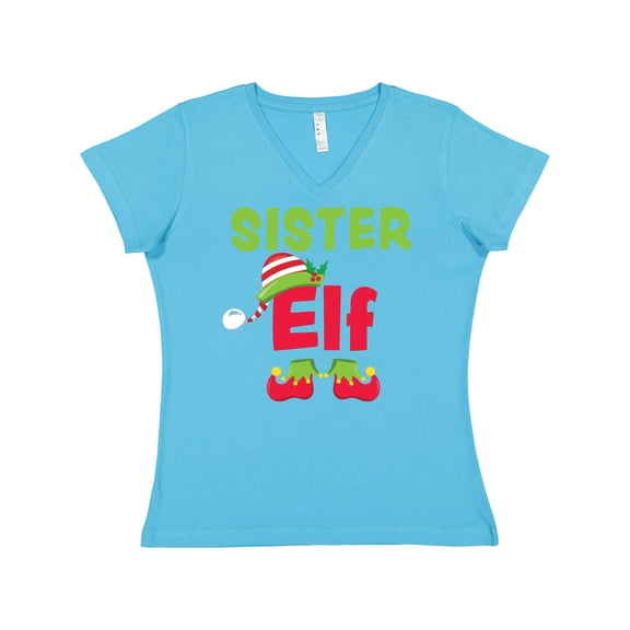 Inktastic Christmas Sister Elf Women's V-Neck T-Shirt