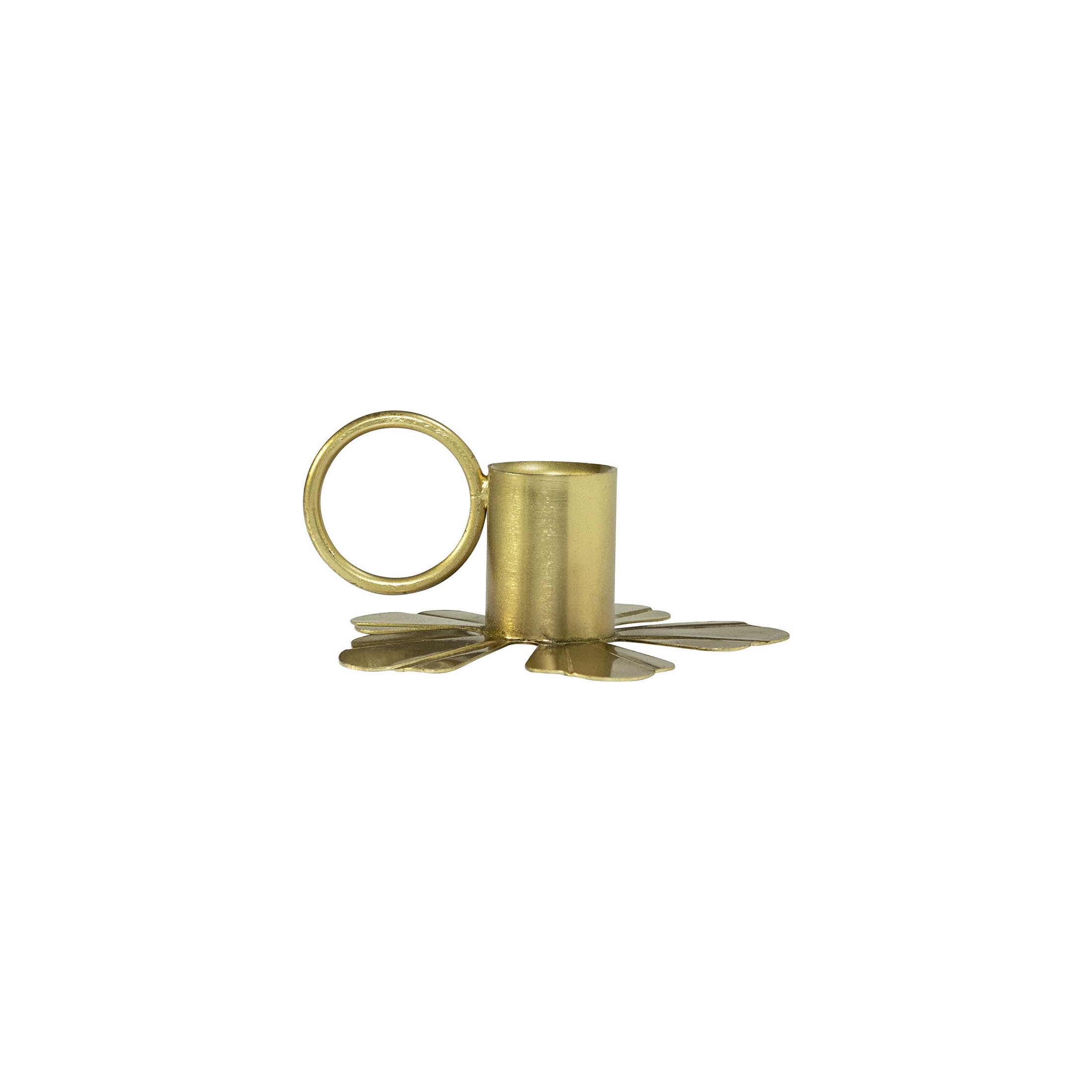My Texas House Gold Petal Metal Taper Candle Holder with Handle, 1.5"