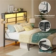 thumbnail image 4 of Bestier Queen Size Bed Frame with LED Headboard & Charging Station, Metal Platform Bed with Adjustable Under Bed Storage, Black, 4 of 11