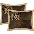 thumbnail image 2 of Nanshing Leopard 7 Piece Animal Print Comforter Set, Brown/Gold, Queen , Short Plush Print, 2 of 9