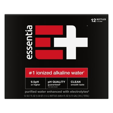Essentia Bottled Water, 1.5 Liter Bottle, 12-Pack, Ionized Alkaline Water