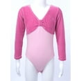 thumbnail image 2 of iixpin Kids Girls Ballet Dance Leotards Long Sleeves Velvet Bodysuit Dancewear Gymnastics One Piece Pink 150, 2 of 7