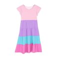 thumbnail image 4 of yillto Girls Summer Dresses Ruffle Short Sleeve Crew Neck Casual Flowy Tiered Midi Sundress 1-15 Years, 4 of 5