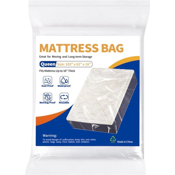 Plastic Waterproof Mattress Bag for Moving Storage, Heavy Duty Protector Cover
