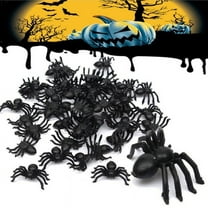 OTVIAP 50pcs 2cm Small Black Plastic Fake Spider Toys Funny Joke Prank Realistic Props,Plastic Spider,Black Plastic Black Spider