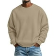 thumbnail image 1 of Ceisia Mens Long Sleeve Pullover Loose Sweater Waffle Knit Round Neck Lounge Loose Type Khaki S Gift, 1 of 6