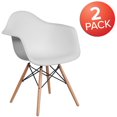 thumbnail image 4 of 2 Pk. Alonza Series White Plastic Chair with Wooden Legs, 4 of 9