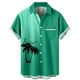 thumbnail image 1 of Camisas Para Hombre Camisa de manga corta con estampado digital 3d de ocio de tendencia de moda de playa de turismo de vacaciones de verano para hombres (Green, XL), 1 of 4